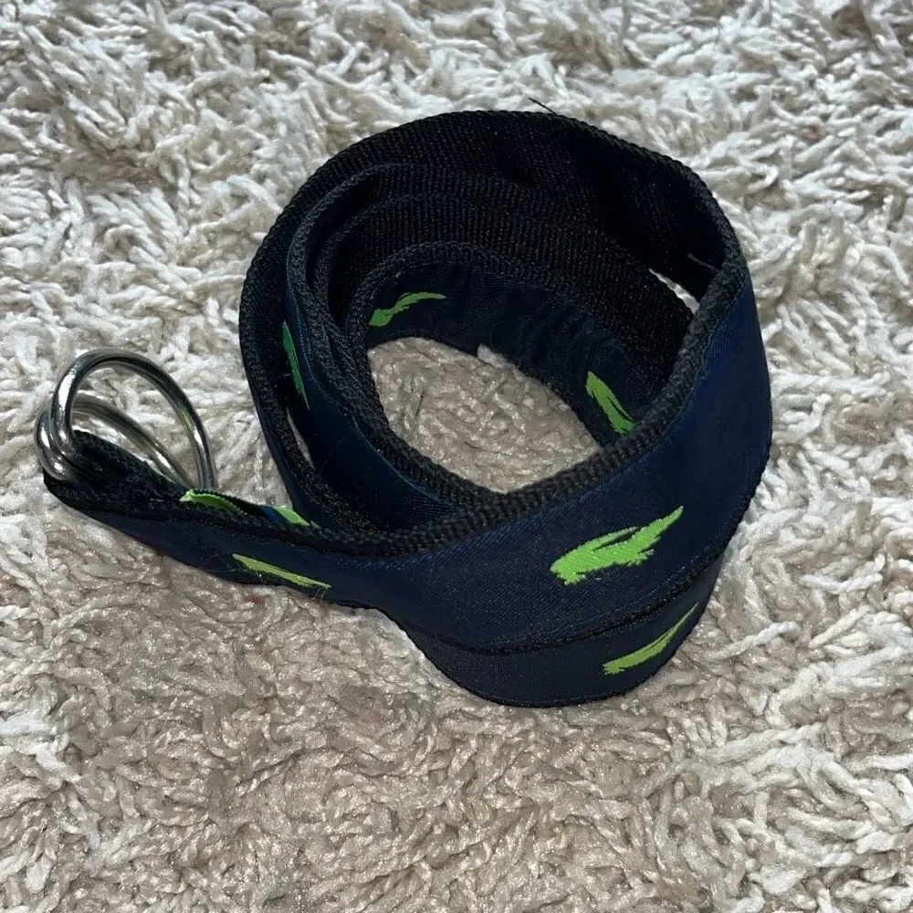 Women's Toe Goz Embroidered Alligator Canvas Belt With D Ring Buckle Large